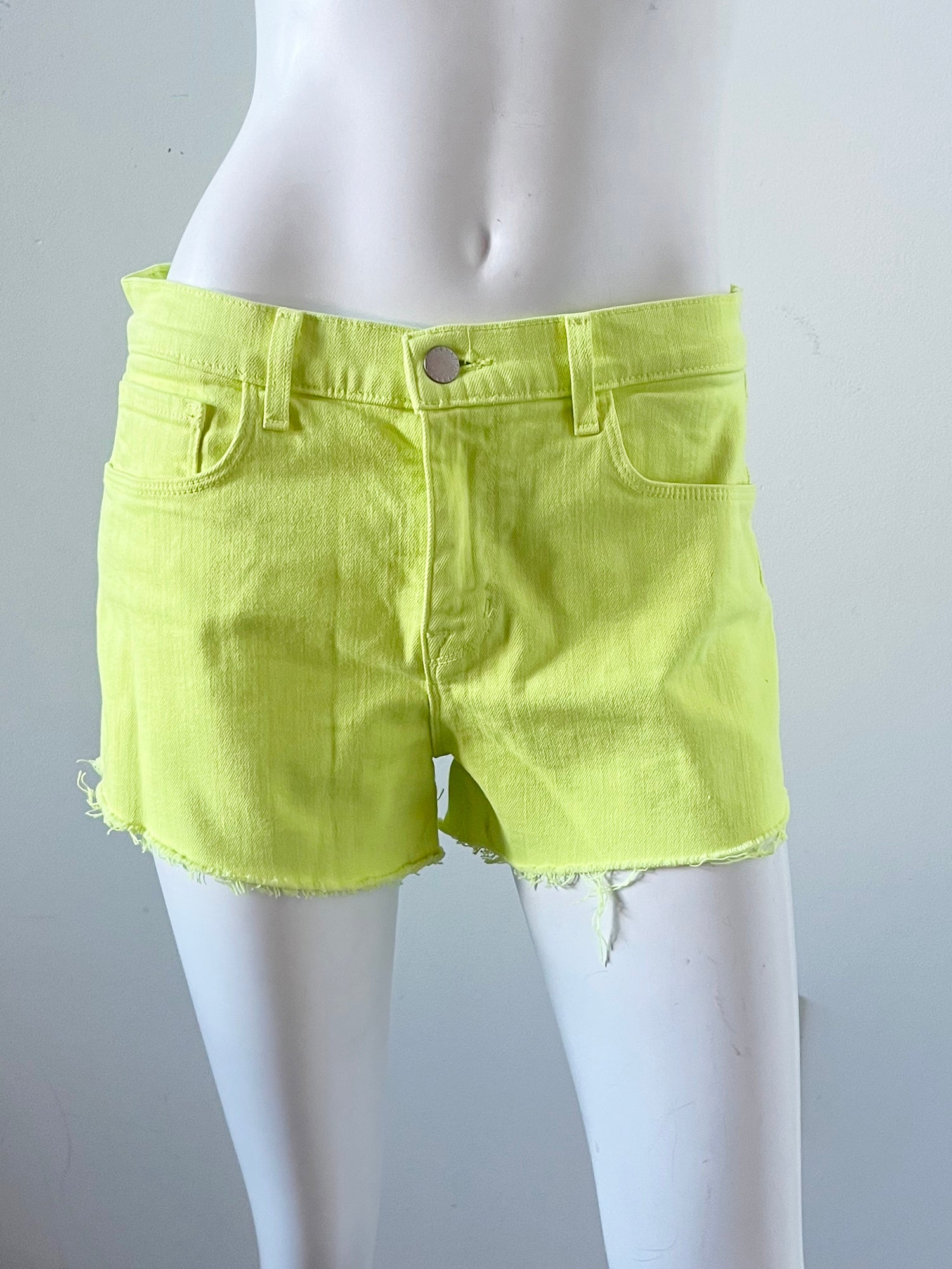 Neon yellow denim shorts hotsell