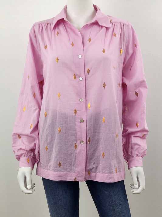 Antigone Pink Jamdani Shirt Size Small