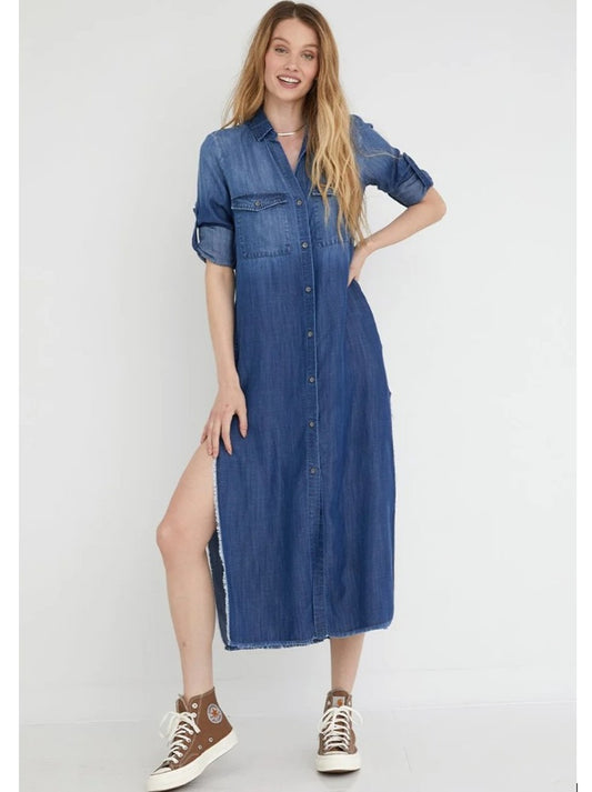 Maxi Denim Shirt Dress Size XS