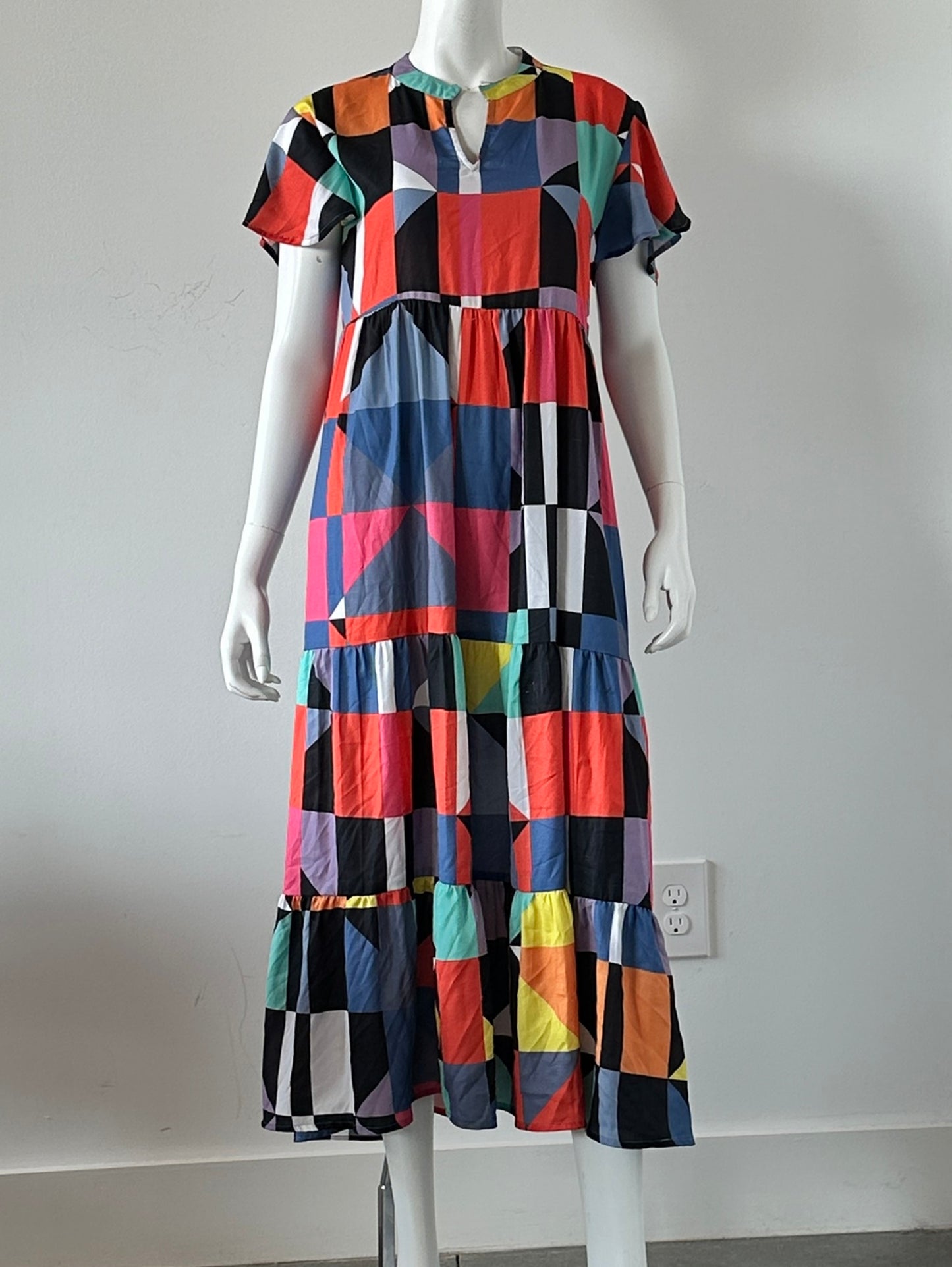 Geometric Print Midi Dress Size Medium