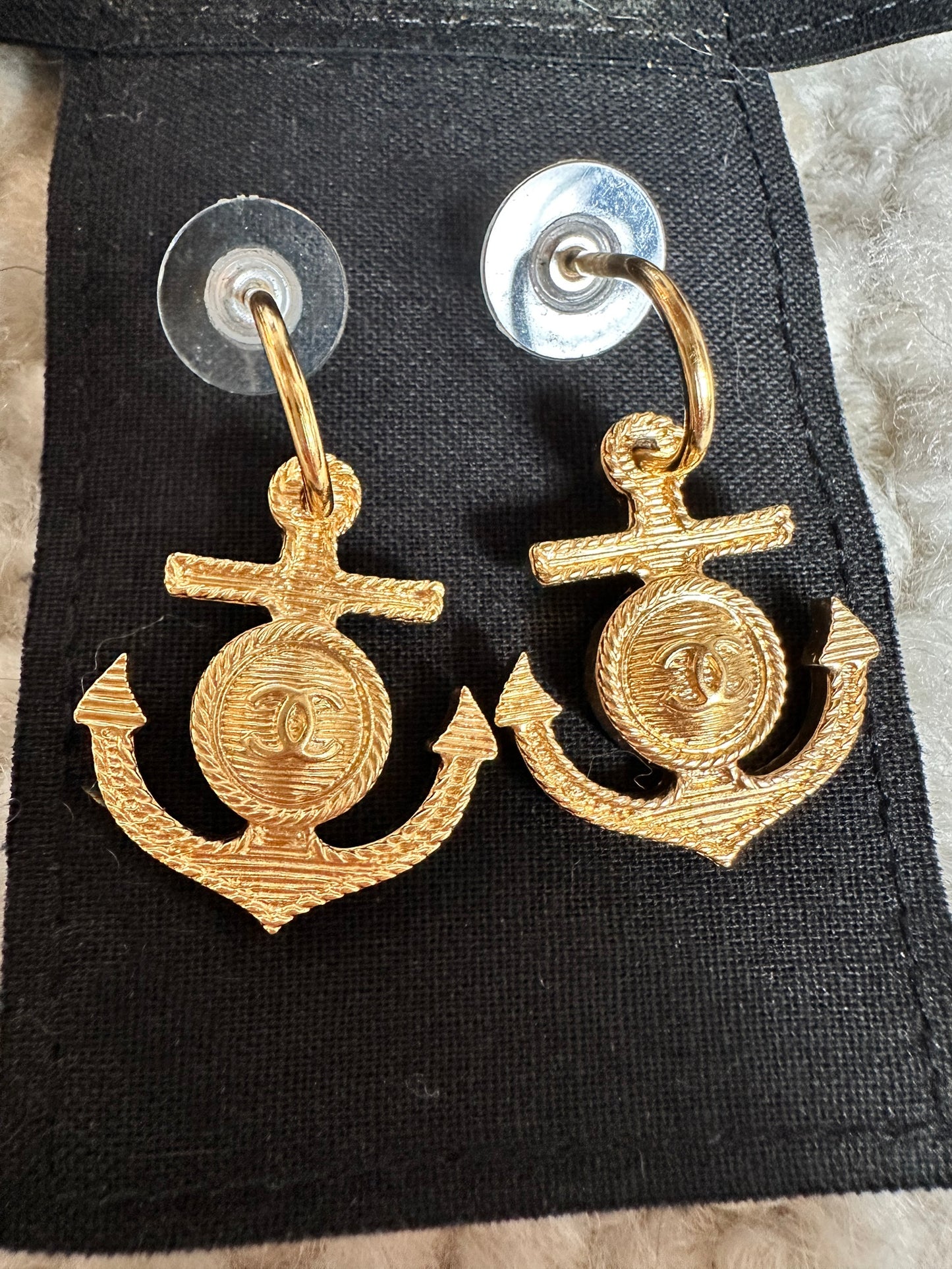 Anchor CC Stud Earrings NIB