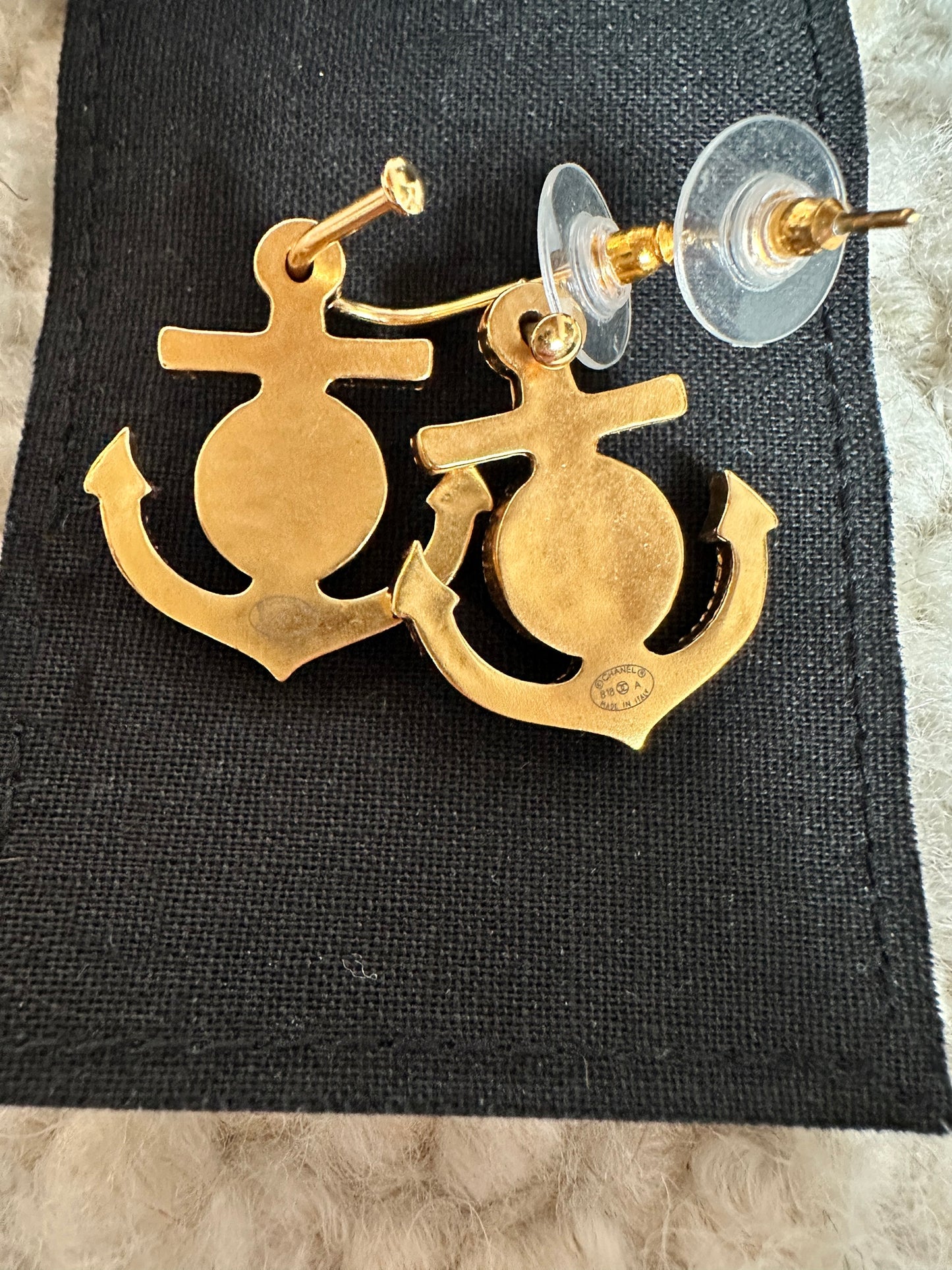 Anchor CC Stud Earrings NIB