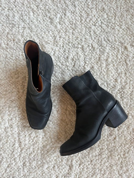 Square Toe Leather Boots Size 39