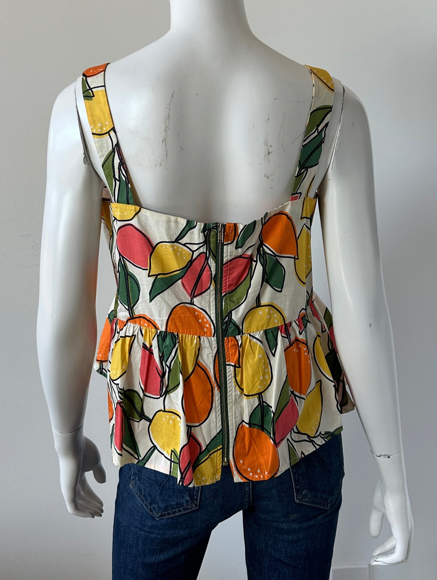 Cotton Fruit Print Blouse Size Medium