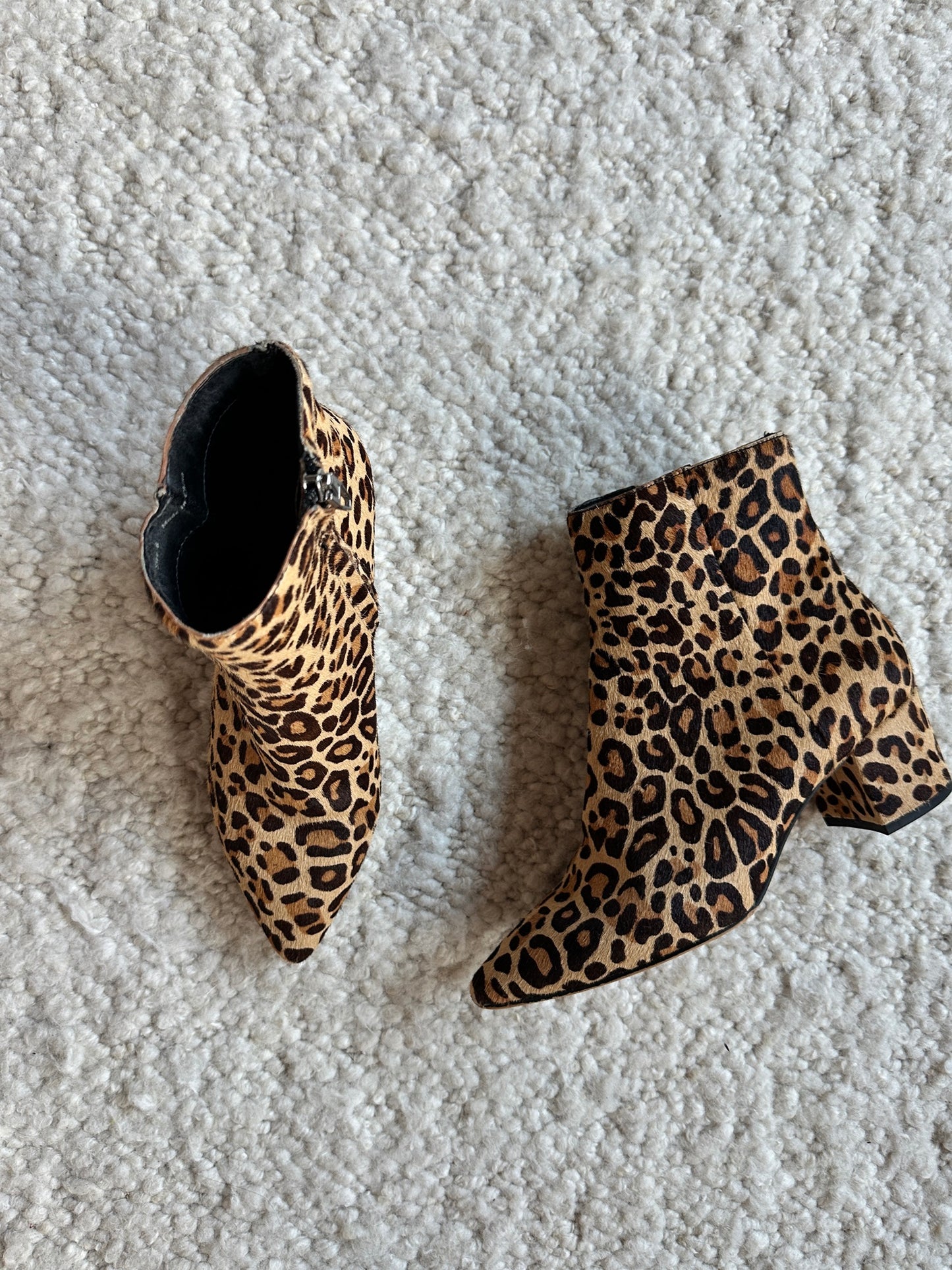 Bel Leopard Block Heeled Booties Size 6