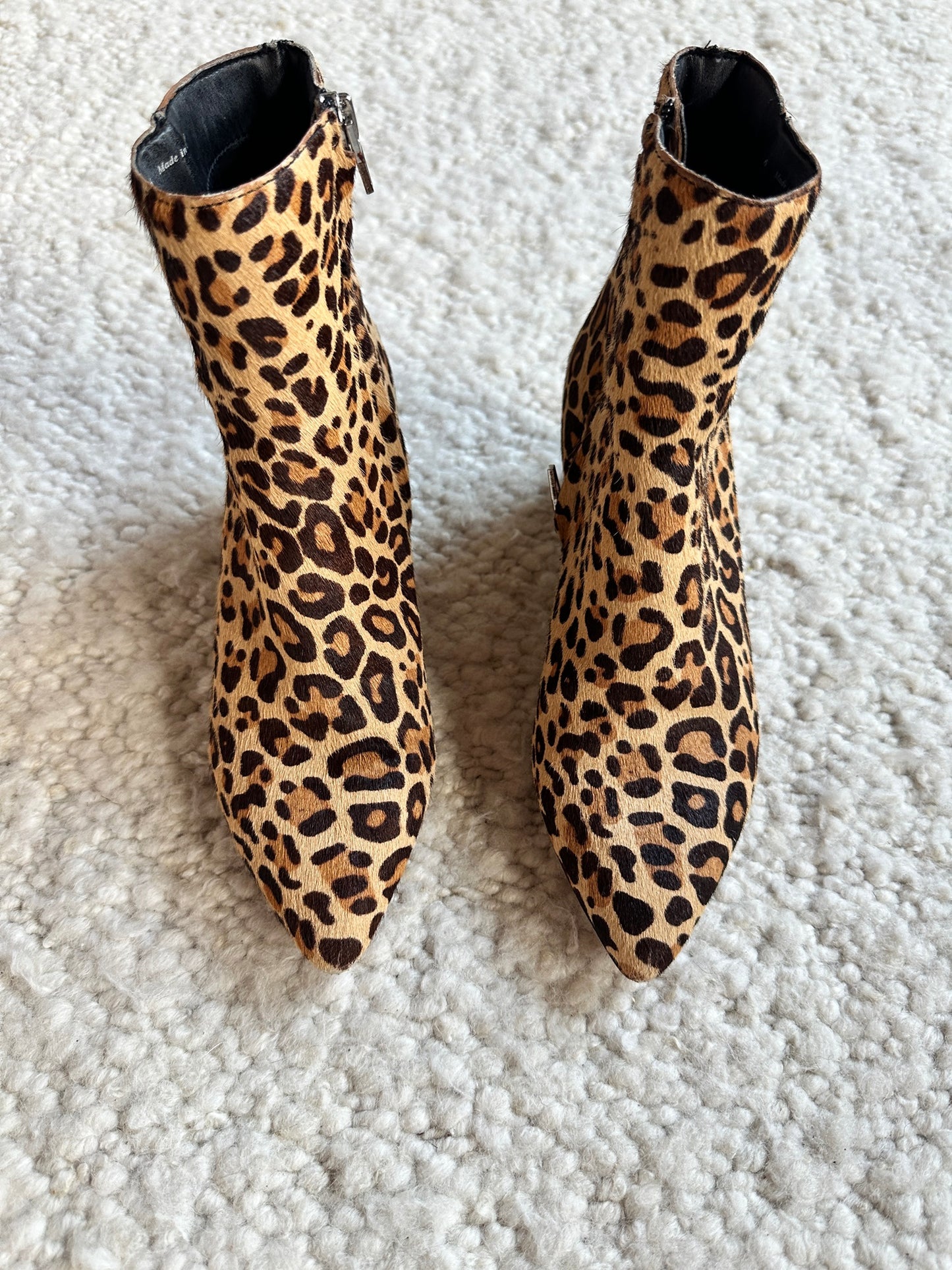 Bel Leopard Block Heeled Booties Size 6