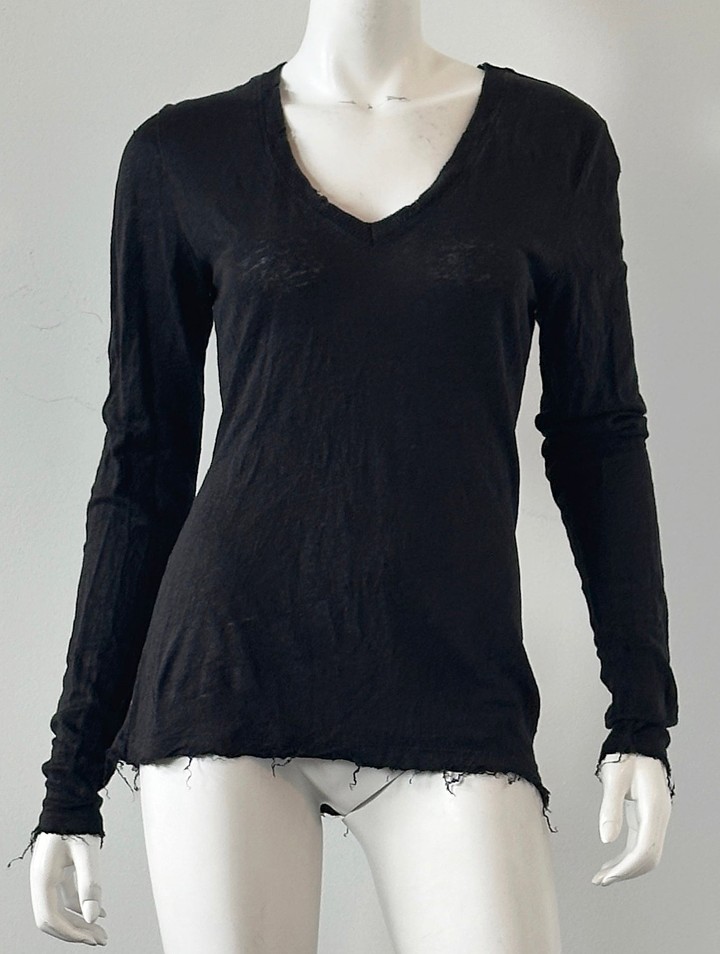 Frayed Linen Long Sleeve Top Size Medium