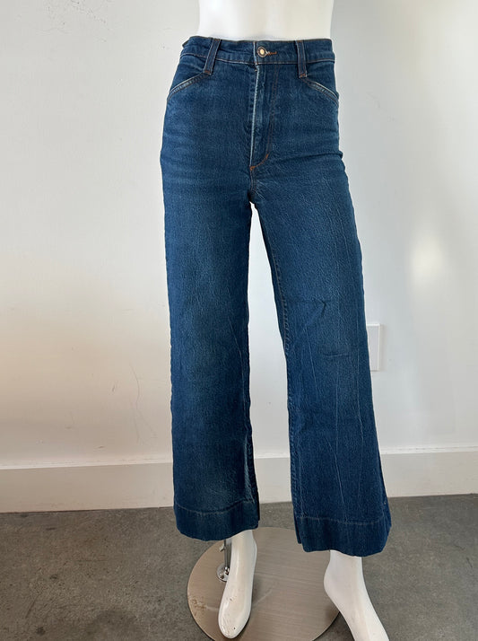 High Rise Cropped Wide Leg Jeans Size 26