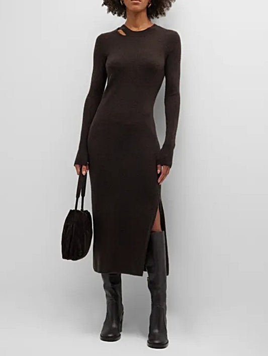 Cut Out Cashmere Midi Dress Size XS