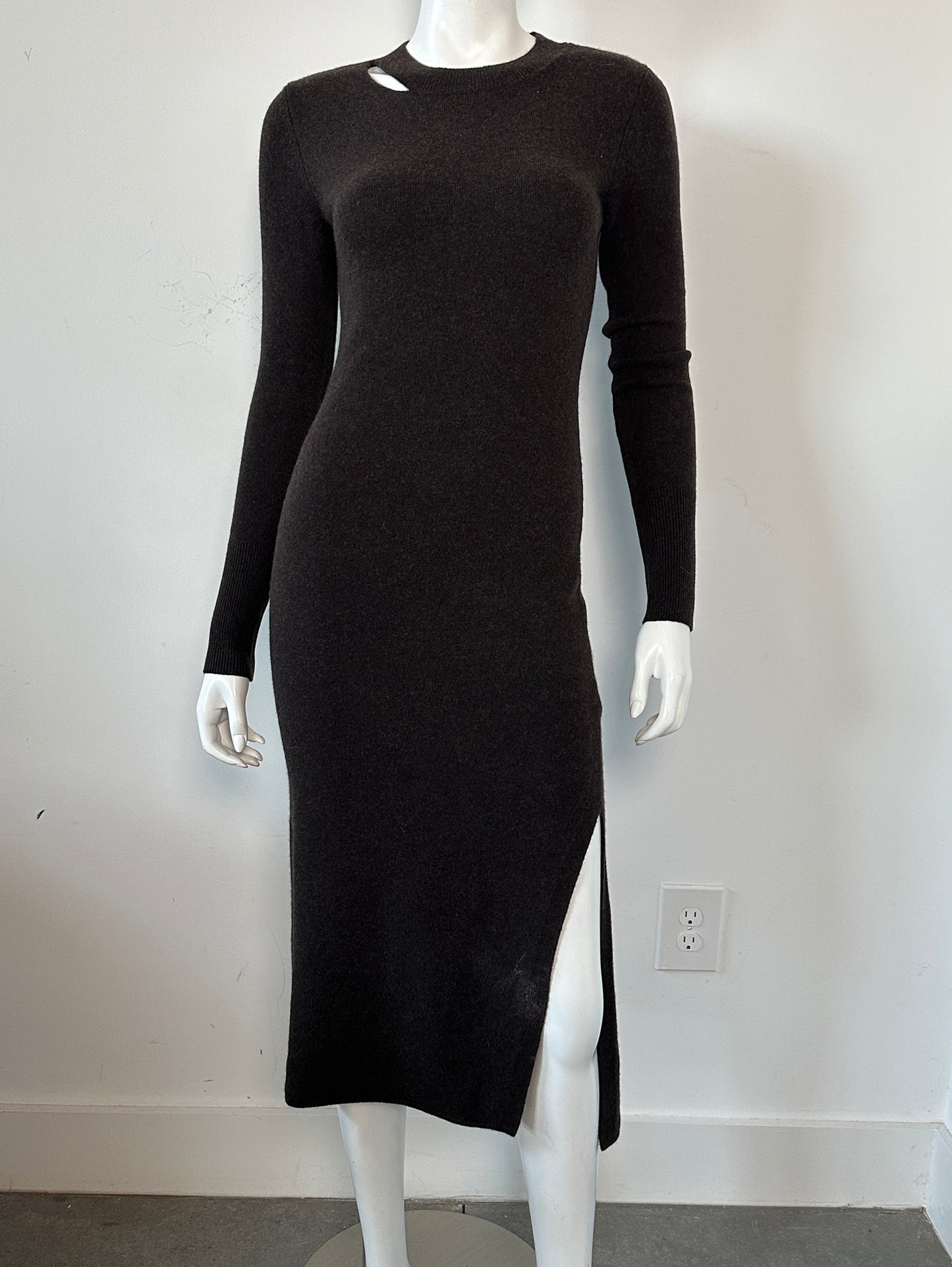 Cut Out Cashmere Midi Dress Size XS