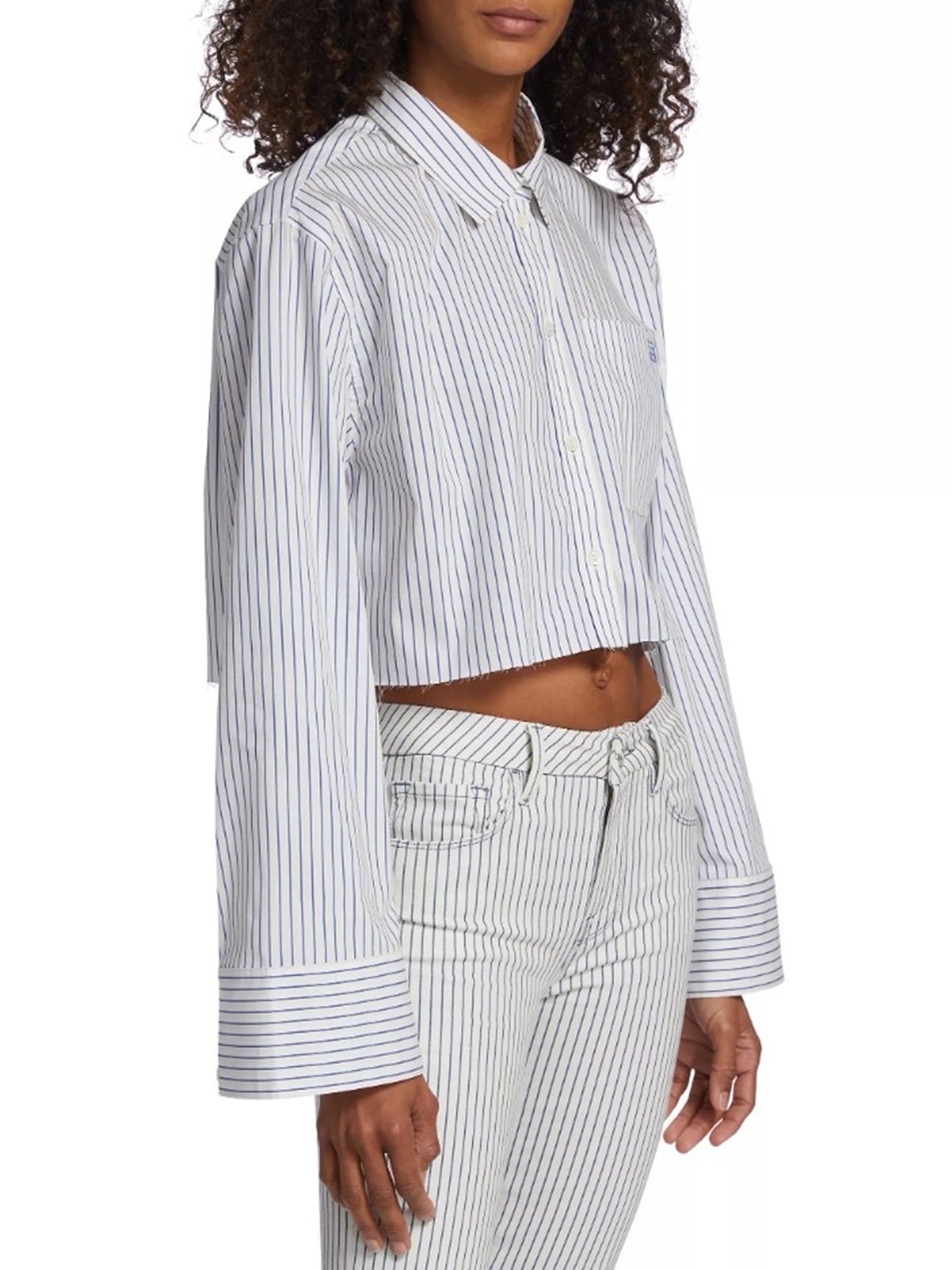 Wide Sleeve Striped Crop Top Size XXS