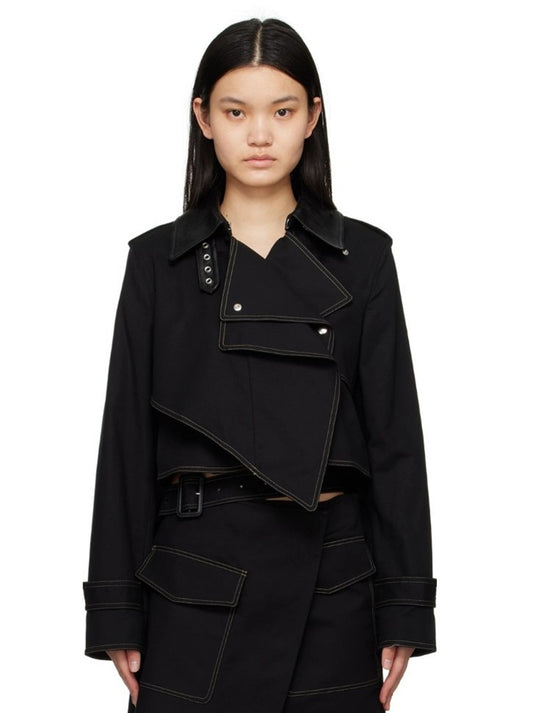 Cropped Black Trench Coat Size XS