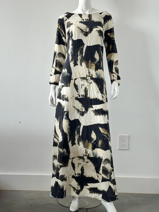 Abstract Silk Maxi Dress Size 4