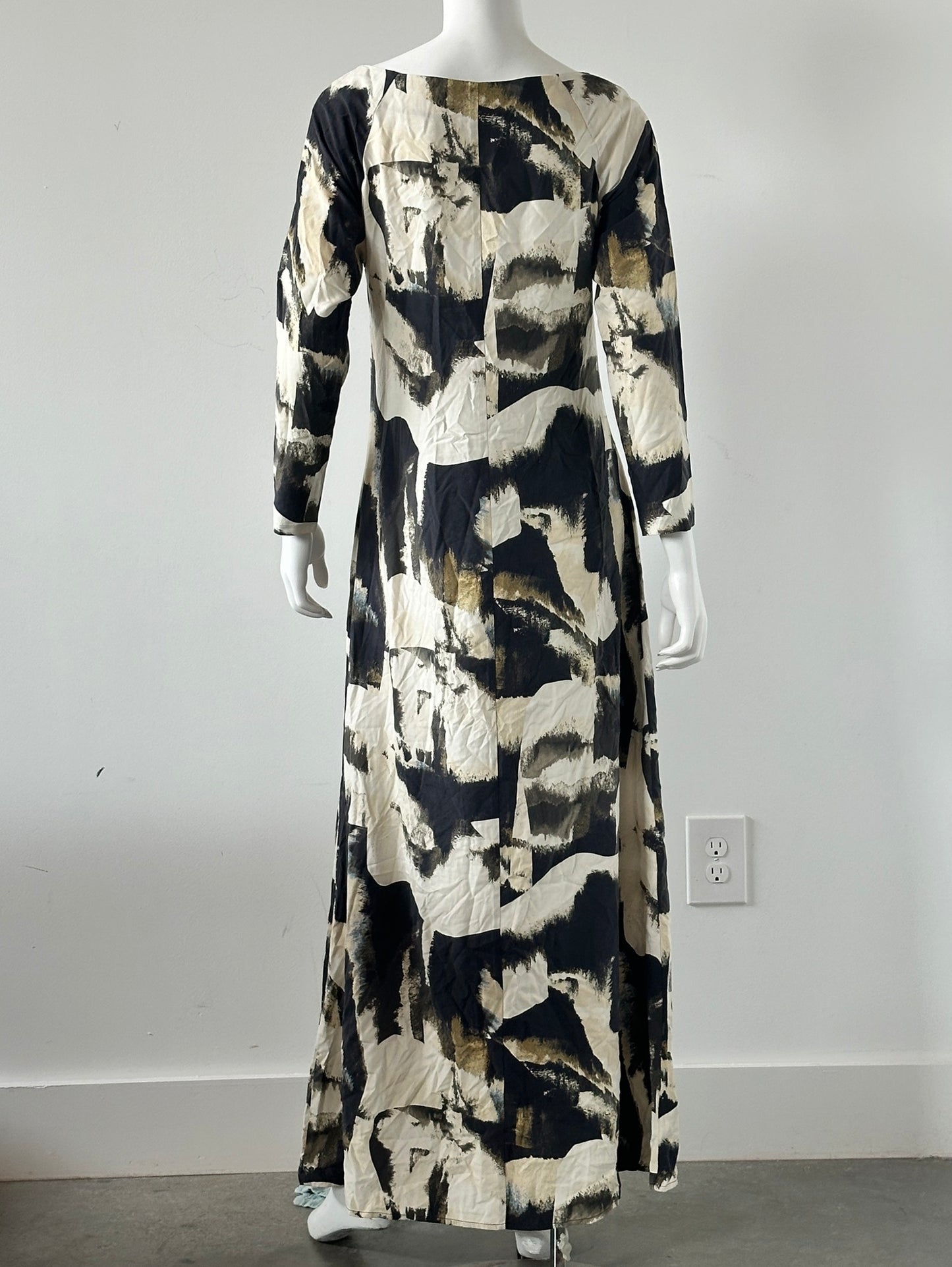 Abstract Silk Maxi Dress Size 4