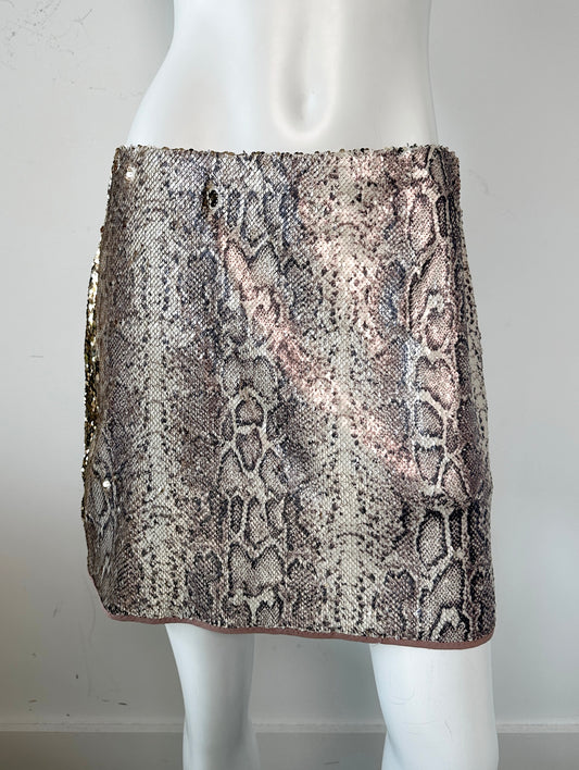 Snake Sequin Mini Skirt Size Large NWT