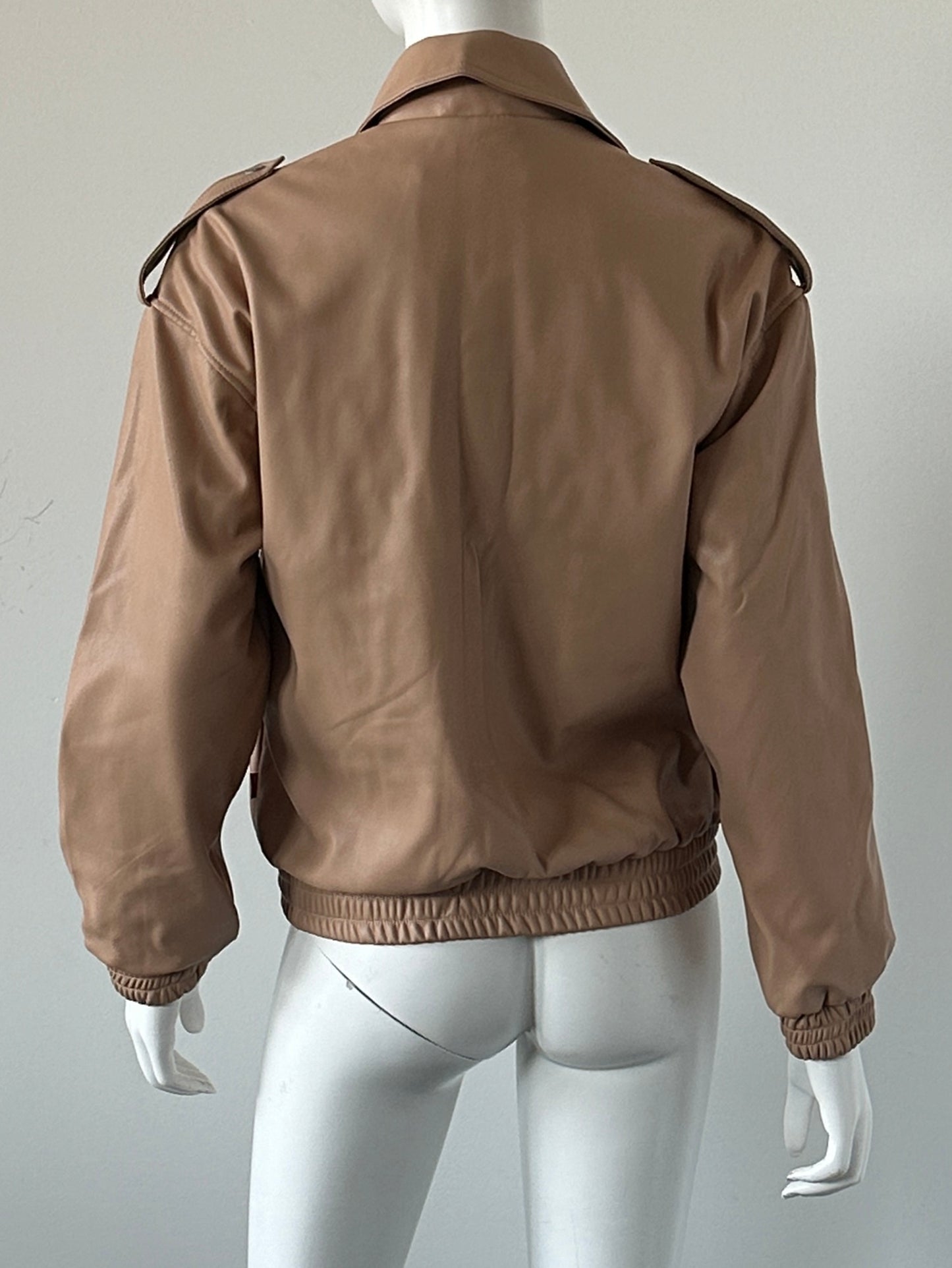 Faux Leather Dad Bomber Jacket Size XS