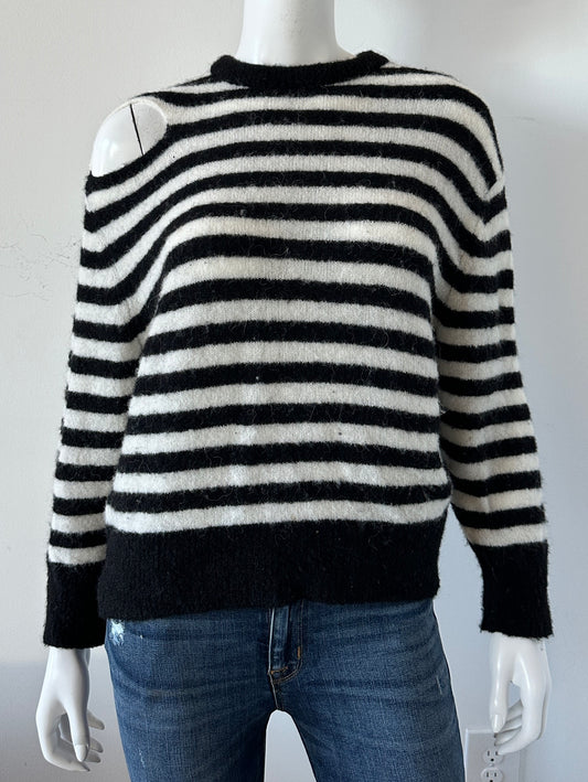 Alpaca Striped Cutout Sweater Size Small