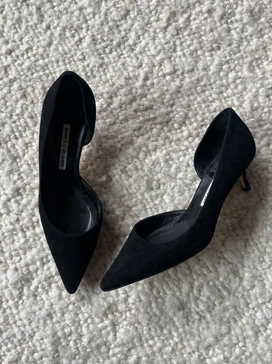 Suede Pointed Toe Pumps Size 37.5