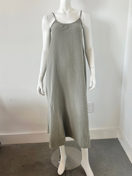 Gauze Scoop Neck Midi Dress Size XS