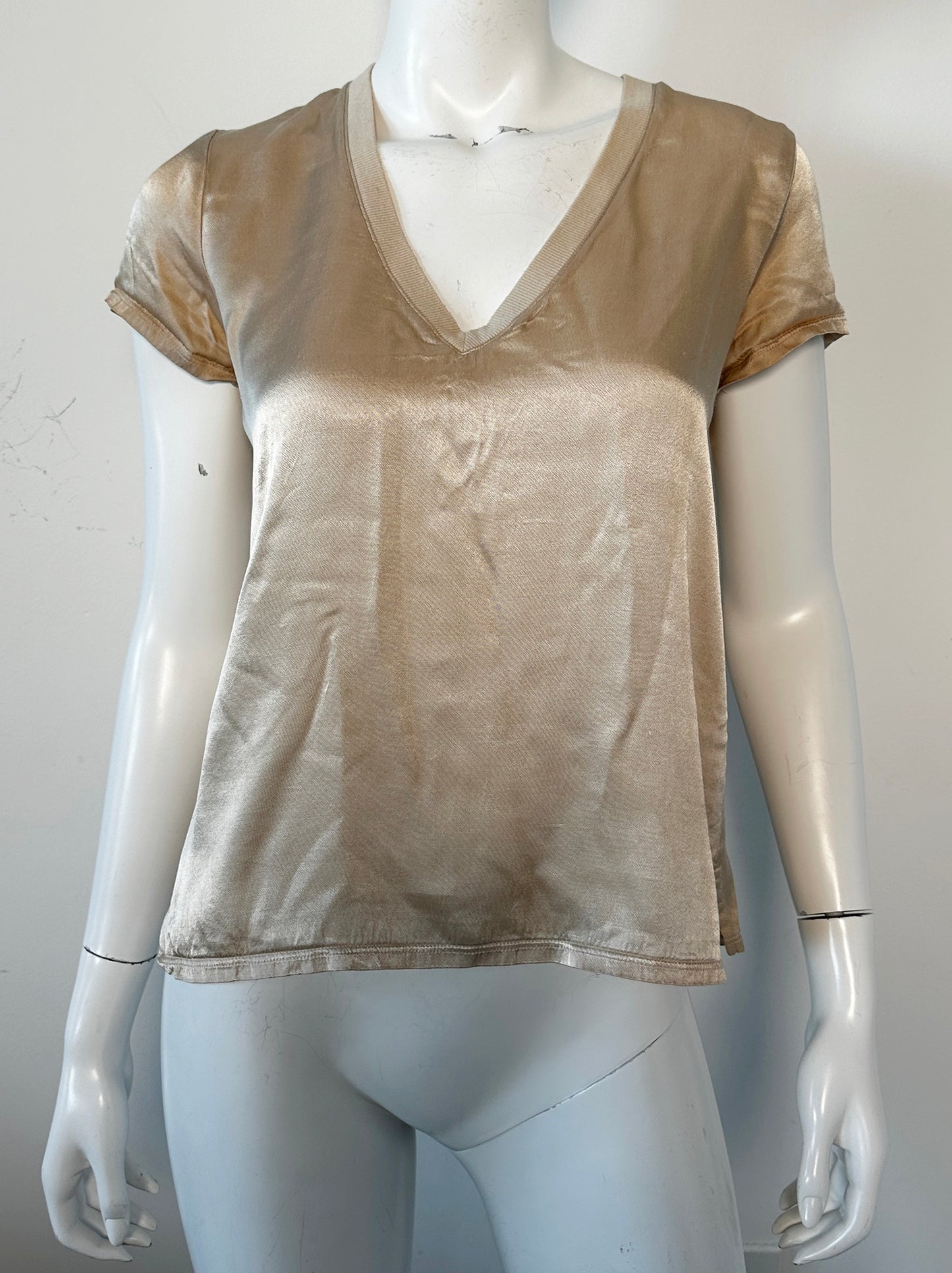 Satin V-Neck Tee Size XS