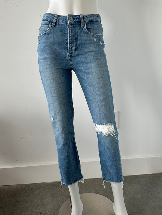 High Rise Straight Leg Distressed Jeans Size 26