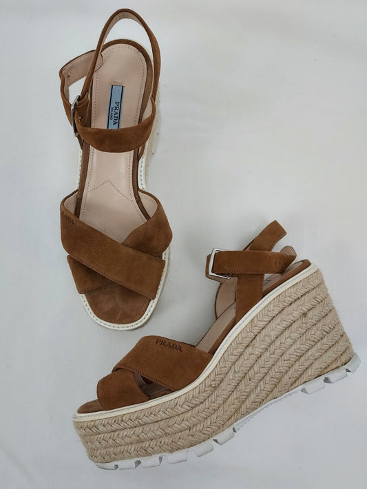 Suede Espadrille Sandals Size 38