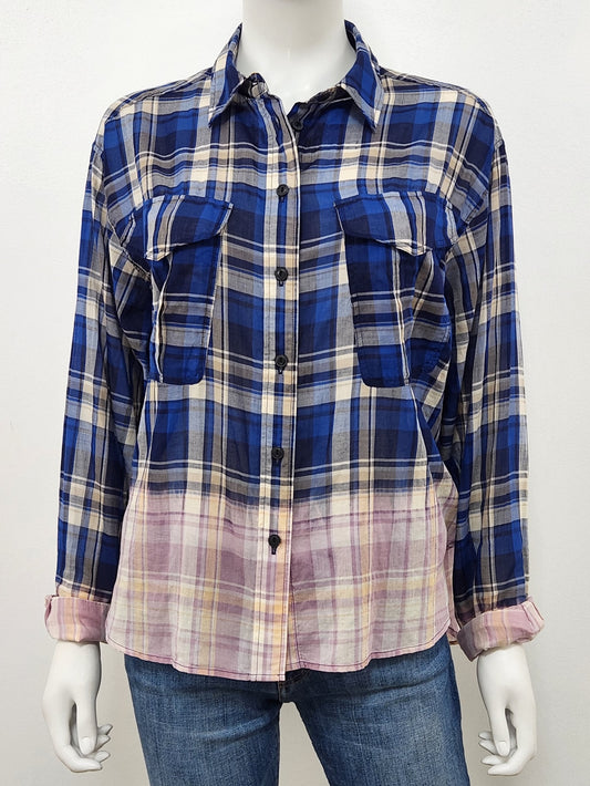 Florian Dip Dye Plaid Top Size Medium