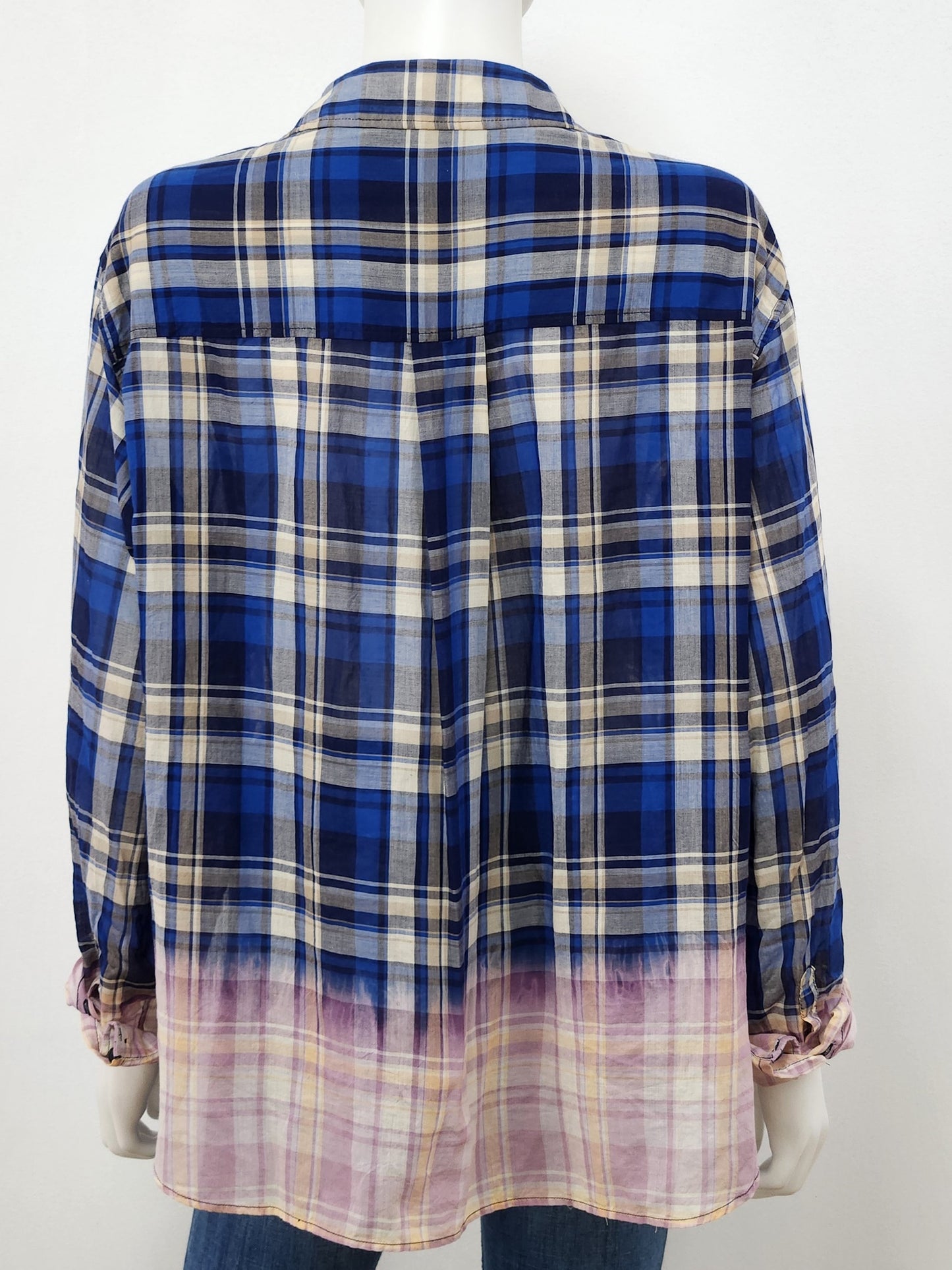 Florian Dip Dye Plaid Top Size Medium