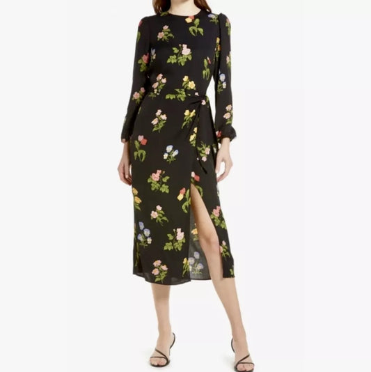 Reza Long Sleeve Floral Midi Dress Size 6