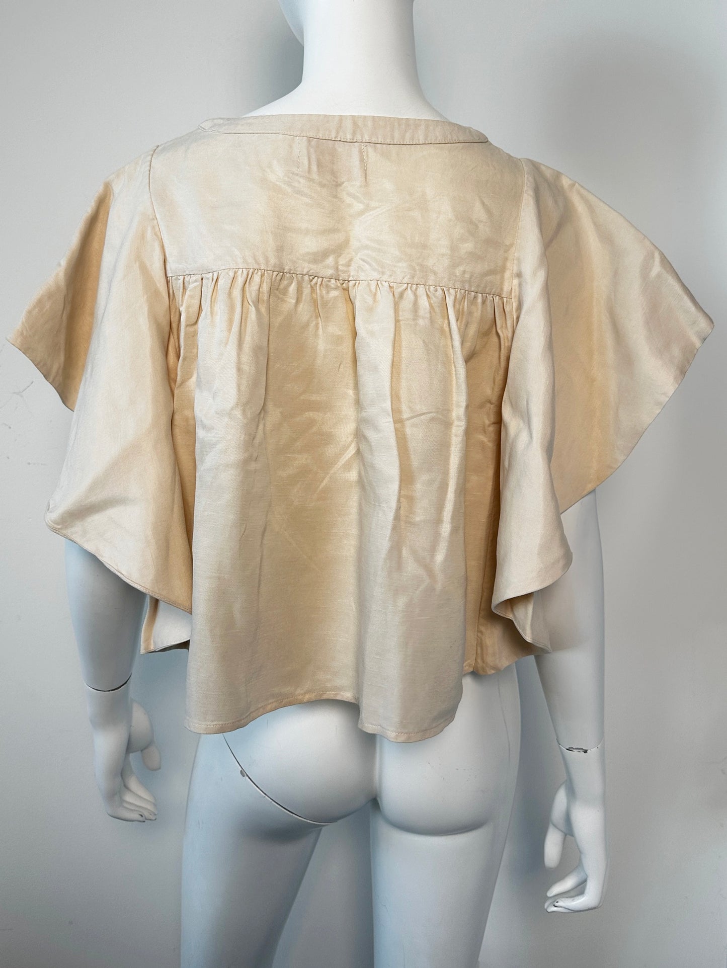 Linen Blend Ruffle Top Size XS