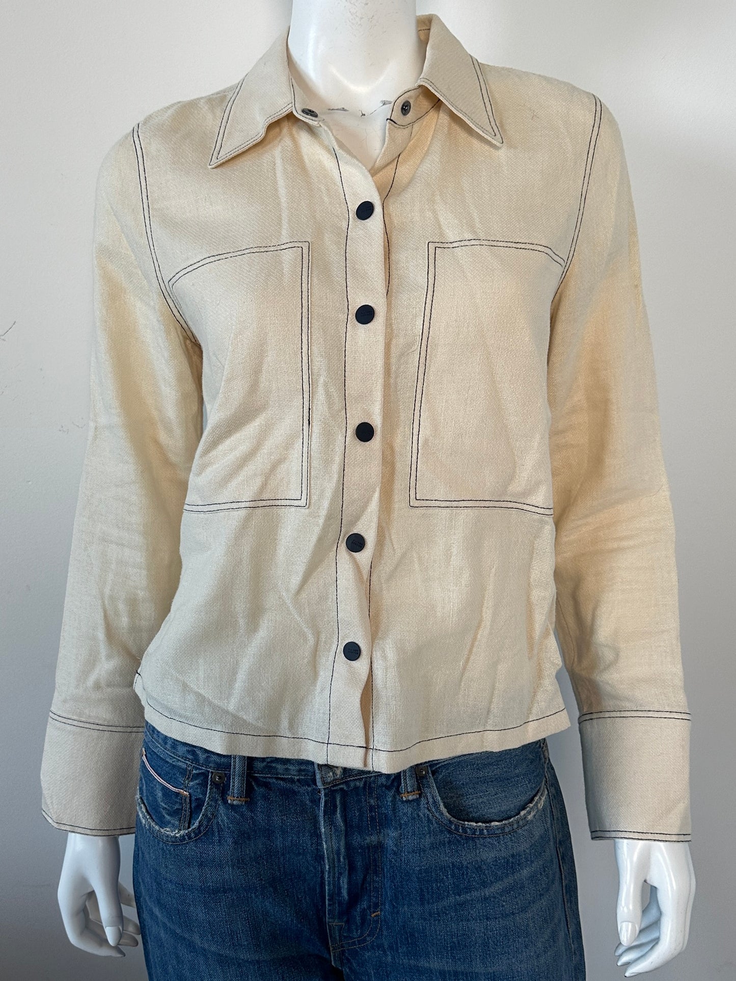 Button Down Top with Contrast Stitching Size Small