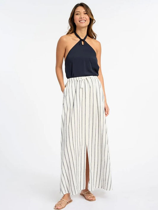 Thira Linen Striped Midi Skirt Size XS