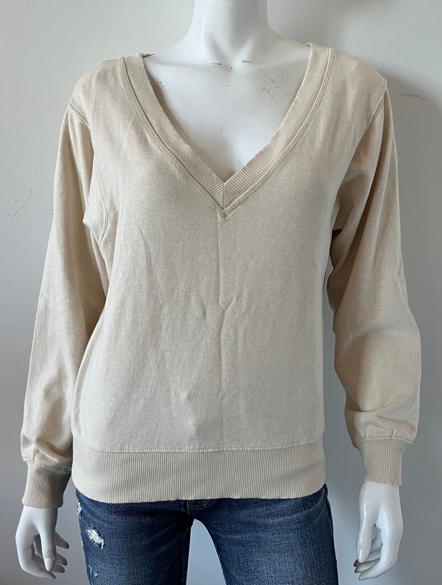 Relaxed V Neck Sweatshirt Size Small