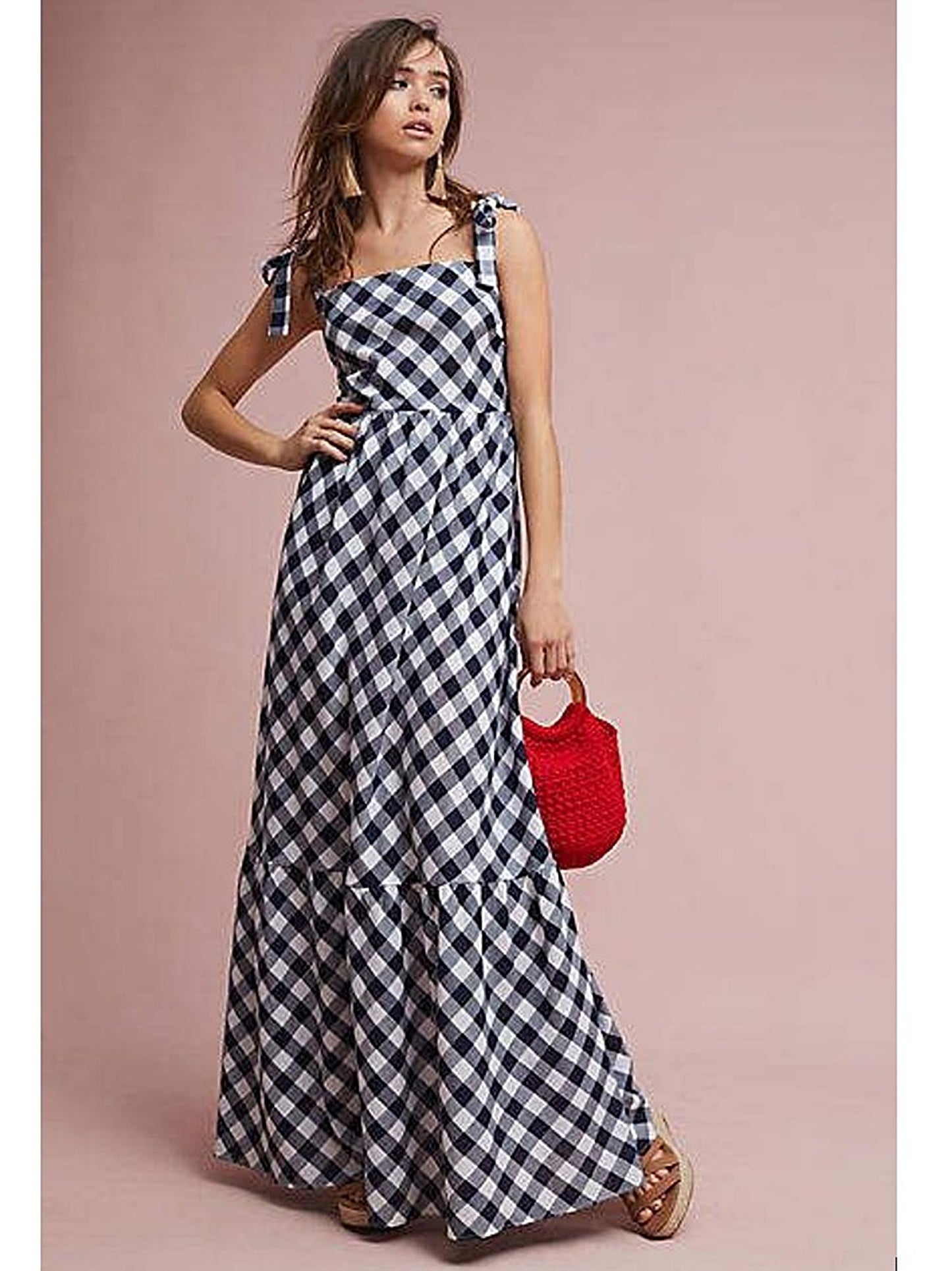 Bridgette Gingham Maxi Dress Size Small