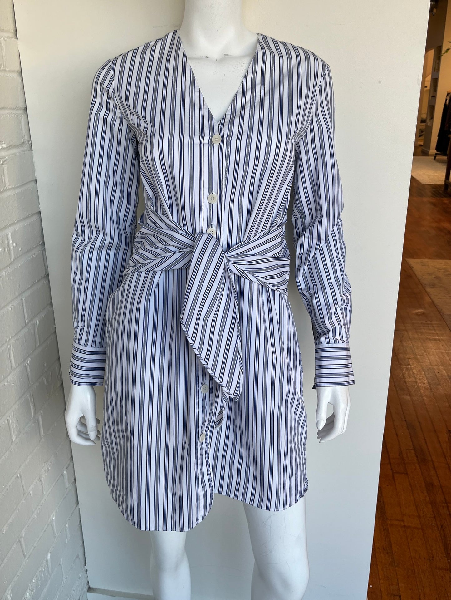 Liam Striped V-Neck Shirtdress Size 0