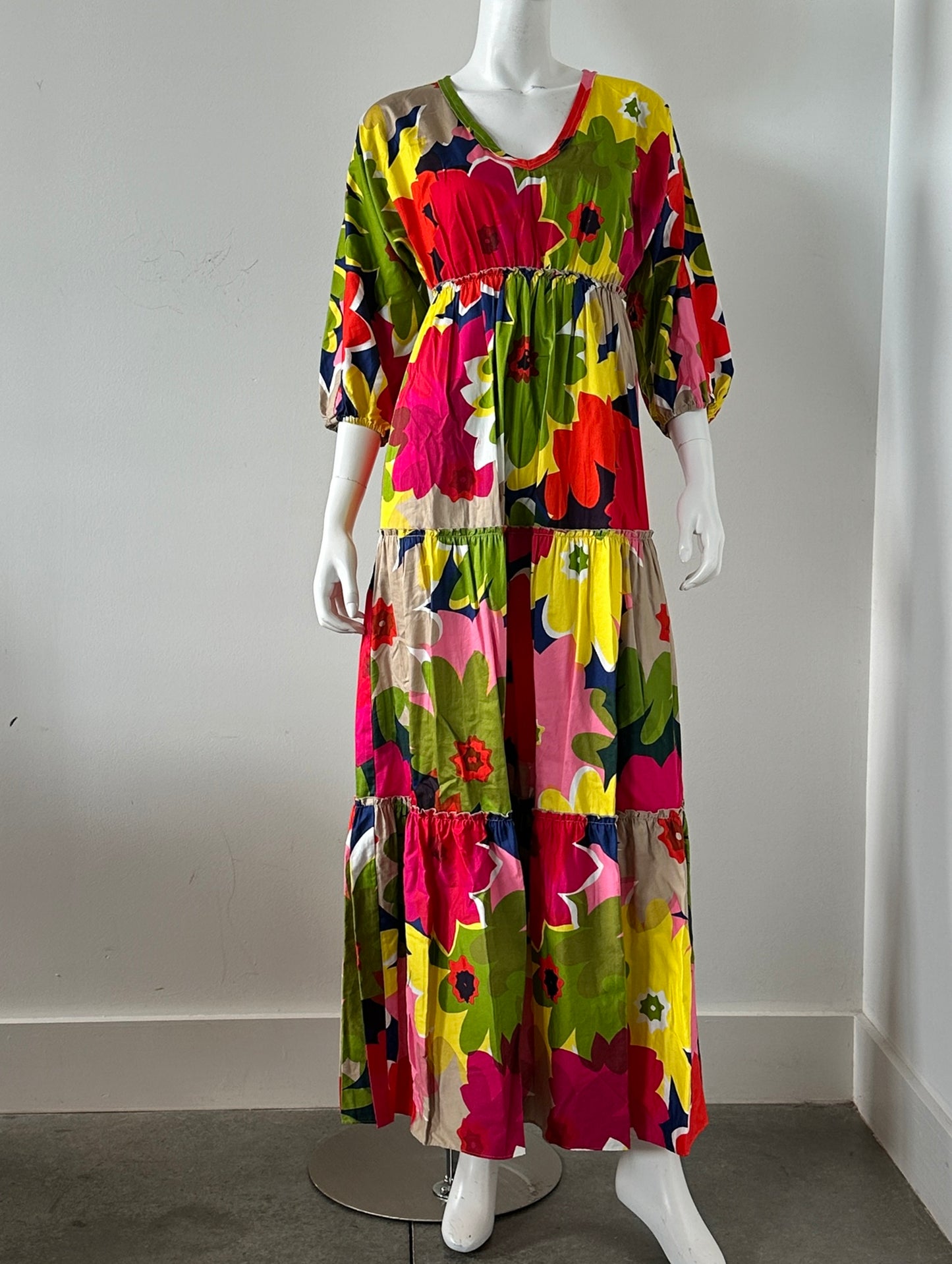 Yucca Cotton Floral Maxi Dress Size Small