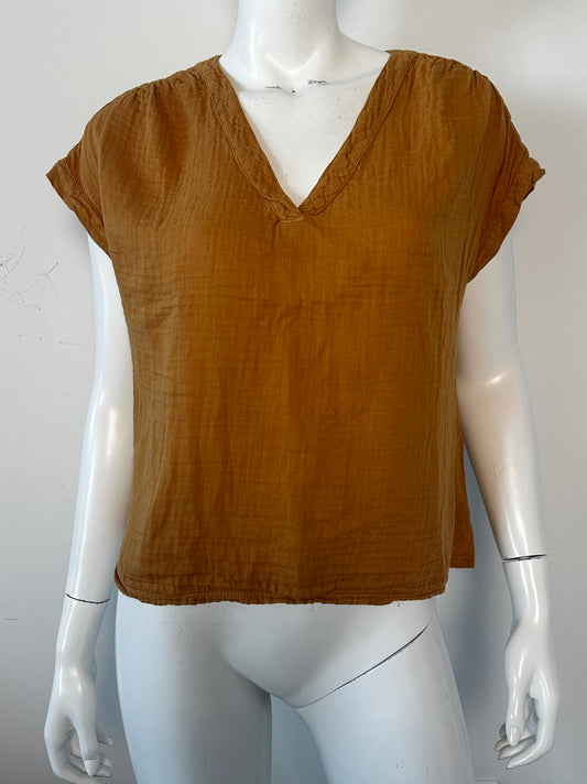 Cotton Gauze V Neck Top Size XS