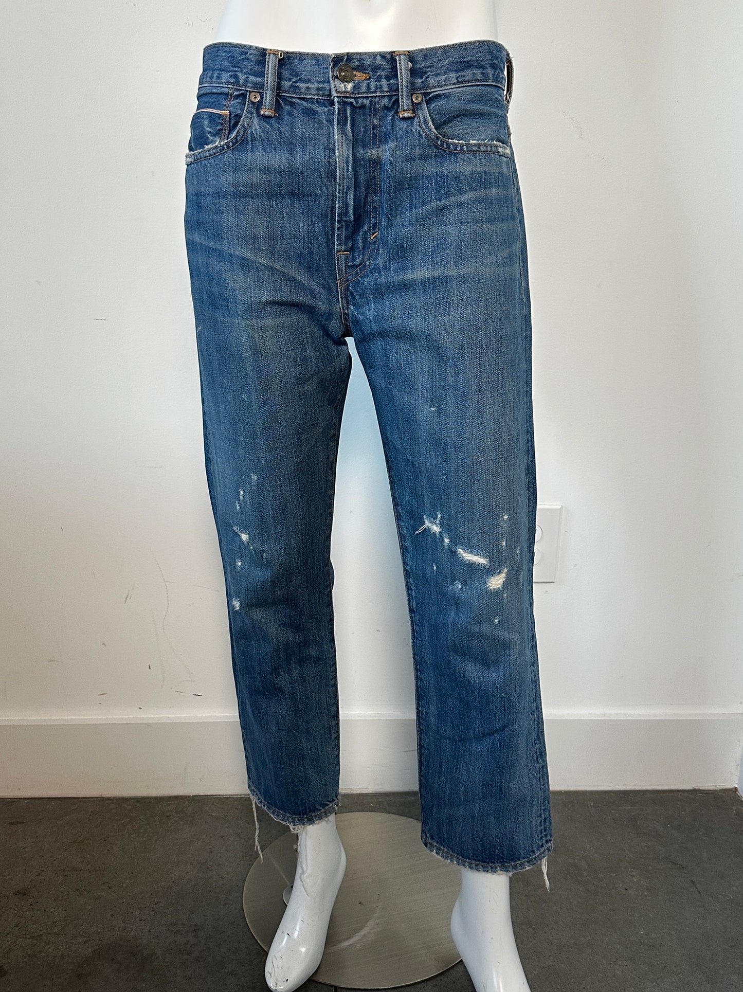 Relaxed Cropped Straight Leg Jeans Size 28