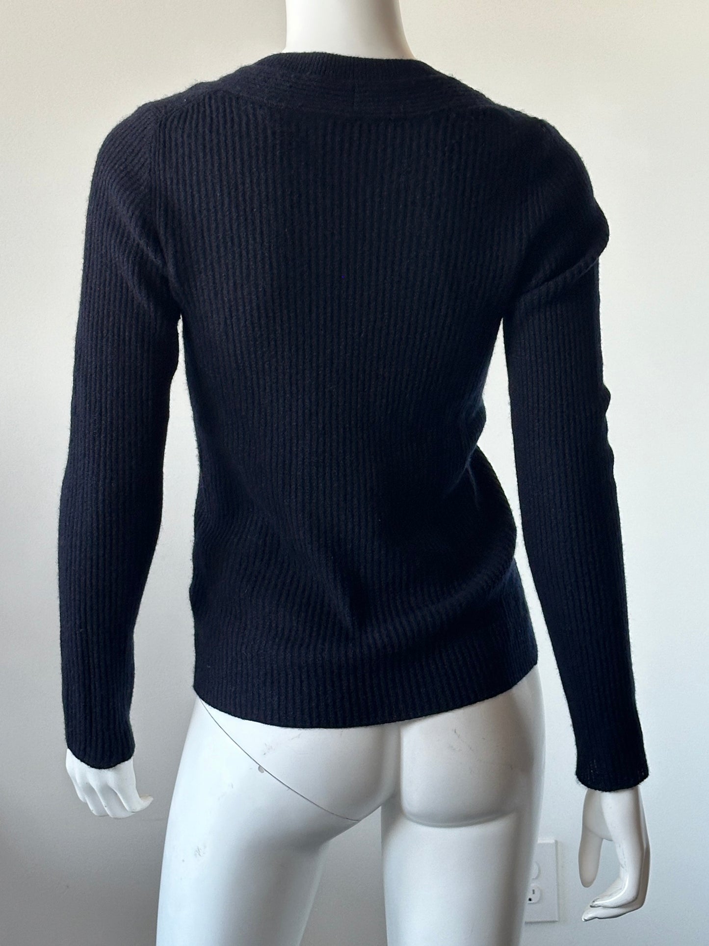 Ribbed Cashmere V-Neck Sweater Size XS