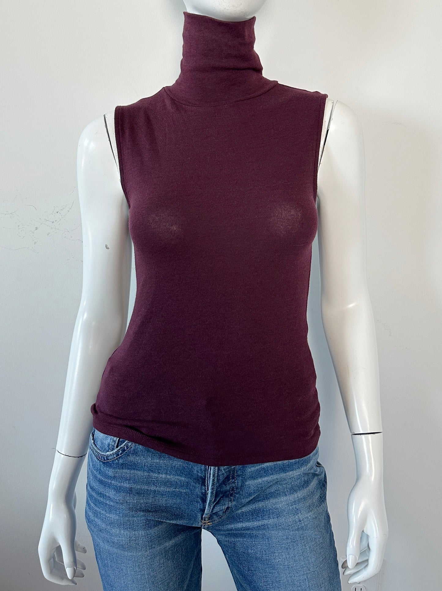 Sleeveless Cotton Blend Turtleneck Size XS