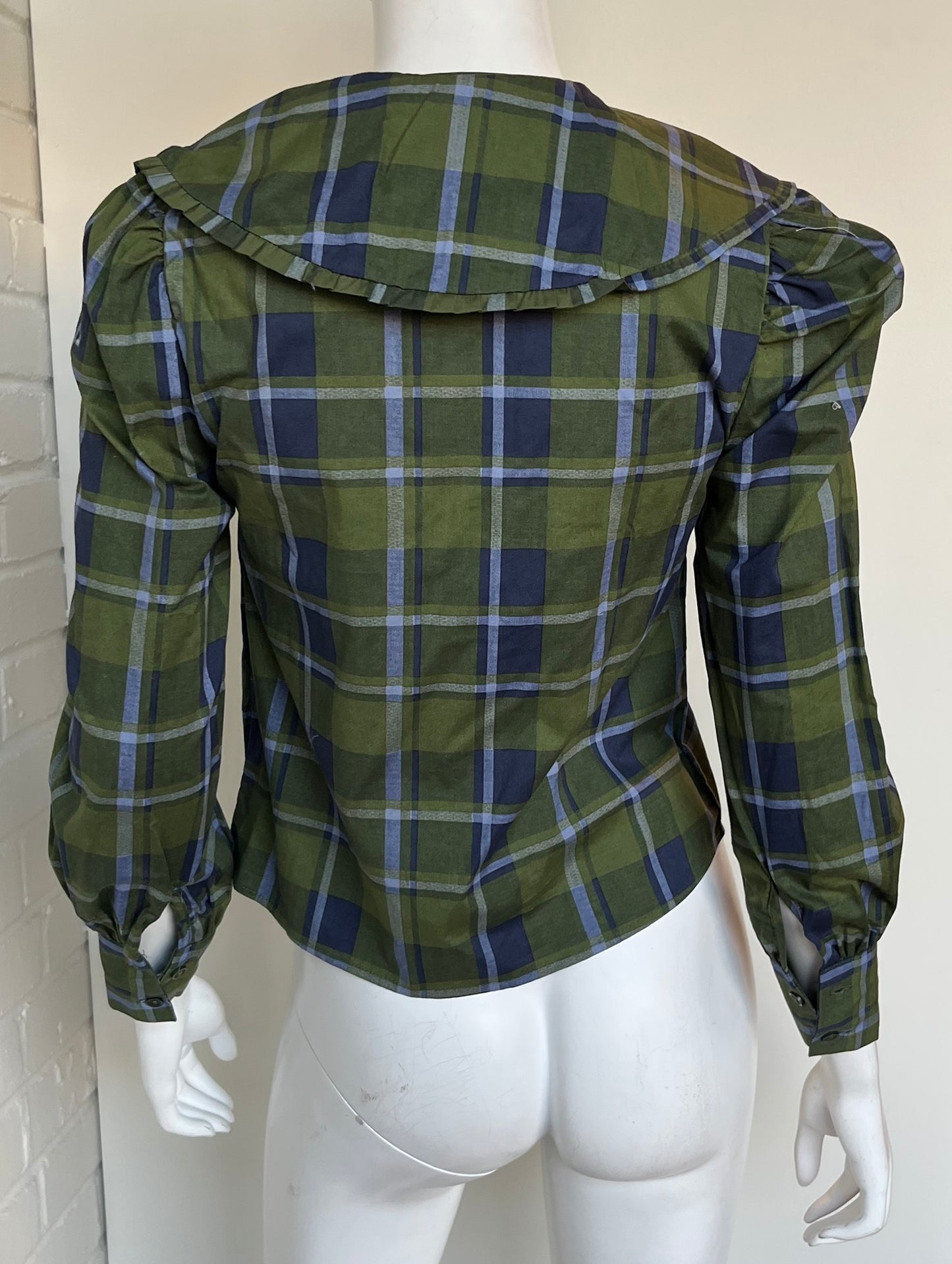 Plaid Puff Sleeve Button Down Size XXS