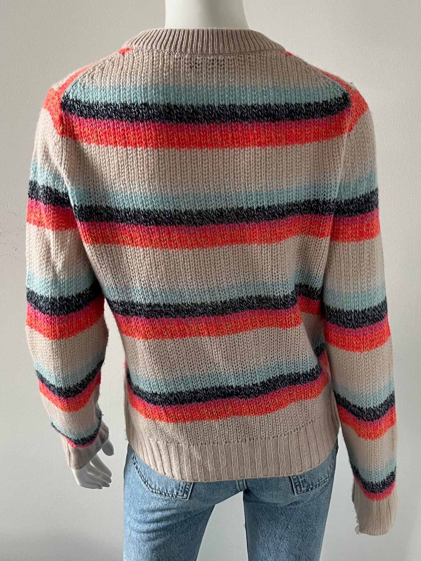 Cashmere Striped Featherweight Sweater Size Small