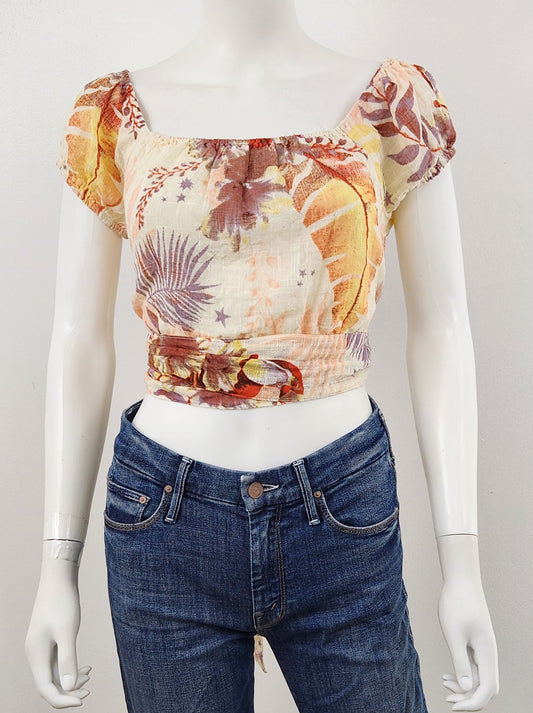 Tropical Print Crop Top Size Medium