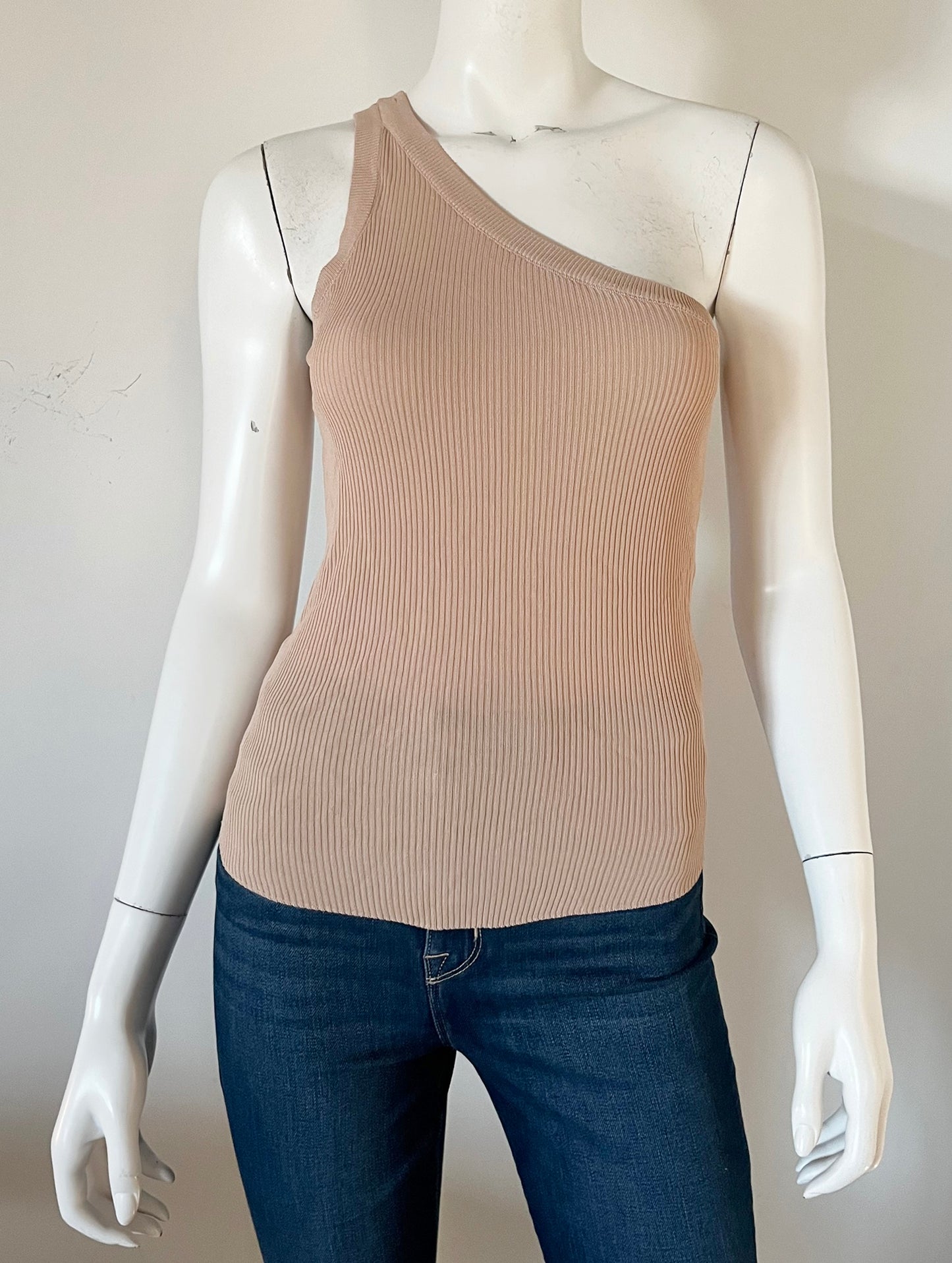 Ribbed One Shoulder Top Size Medium