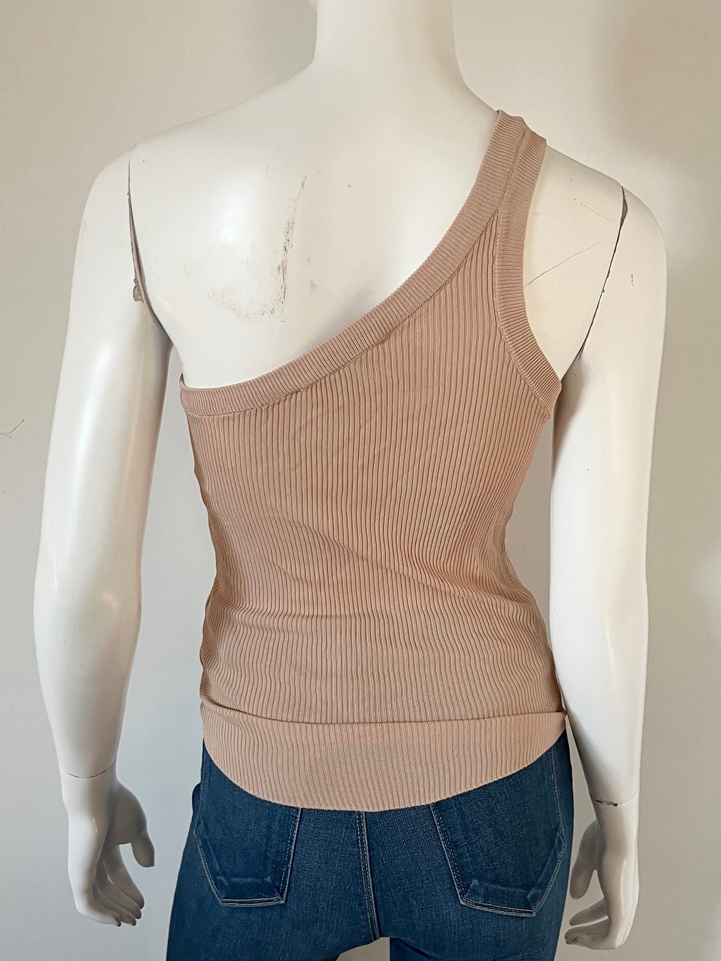 Ribbed One Shoulder Top Size Medium