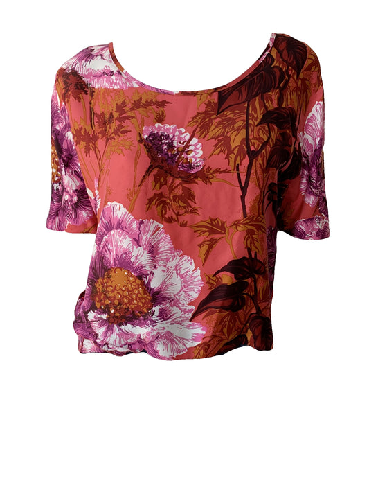 Silk Floral Blouse Size Small