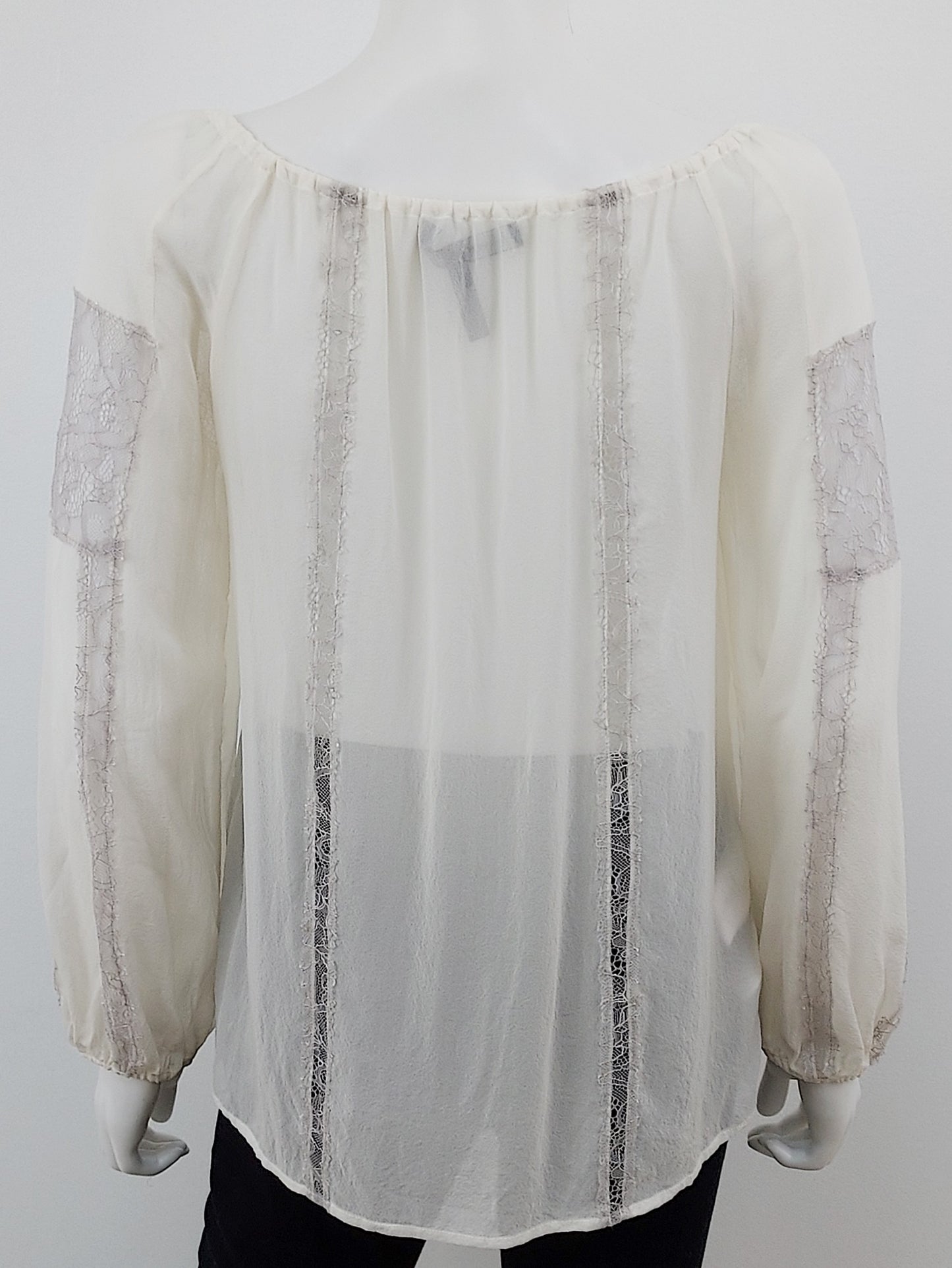 Silk Lace Inset Blouse Size XS