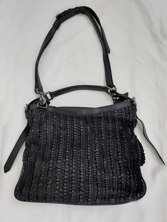 Leather Ruched Ribbon Tote