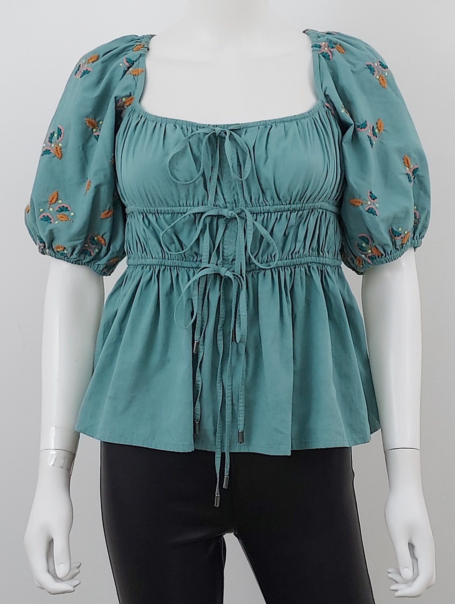 Embroidered Peplum Top Size Small