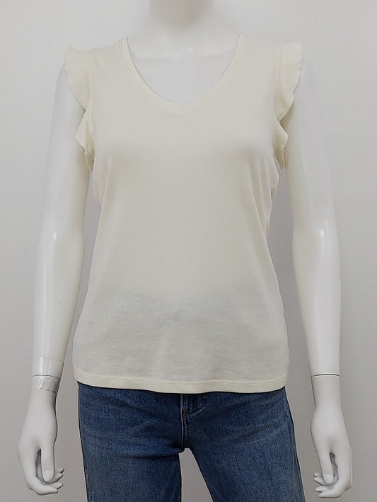 V Neck Ruffle Tee Size Small